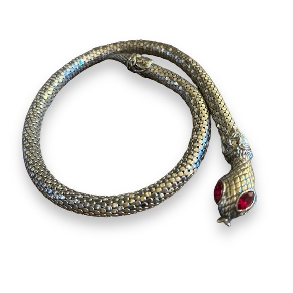 Vintage 1980s DL AULD Silver Mesh Snake Necklace - Picture 4 of 5